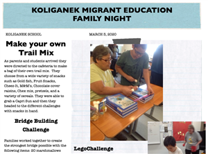 Screenshot of the Migrant Education Newsletter 